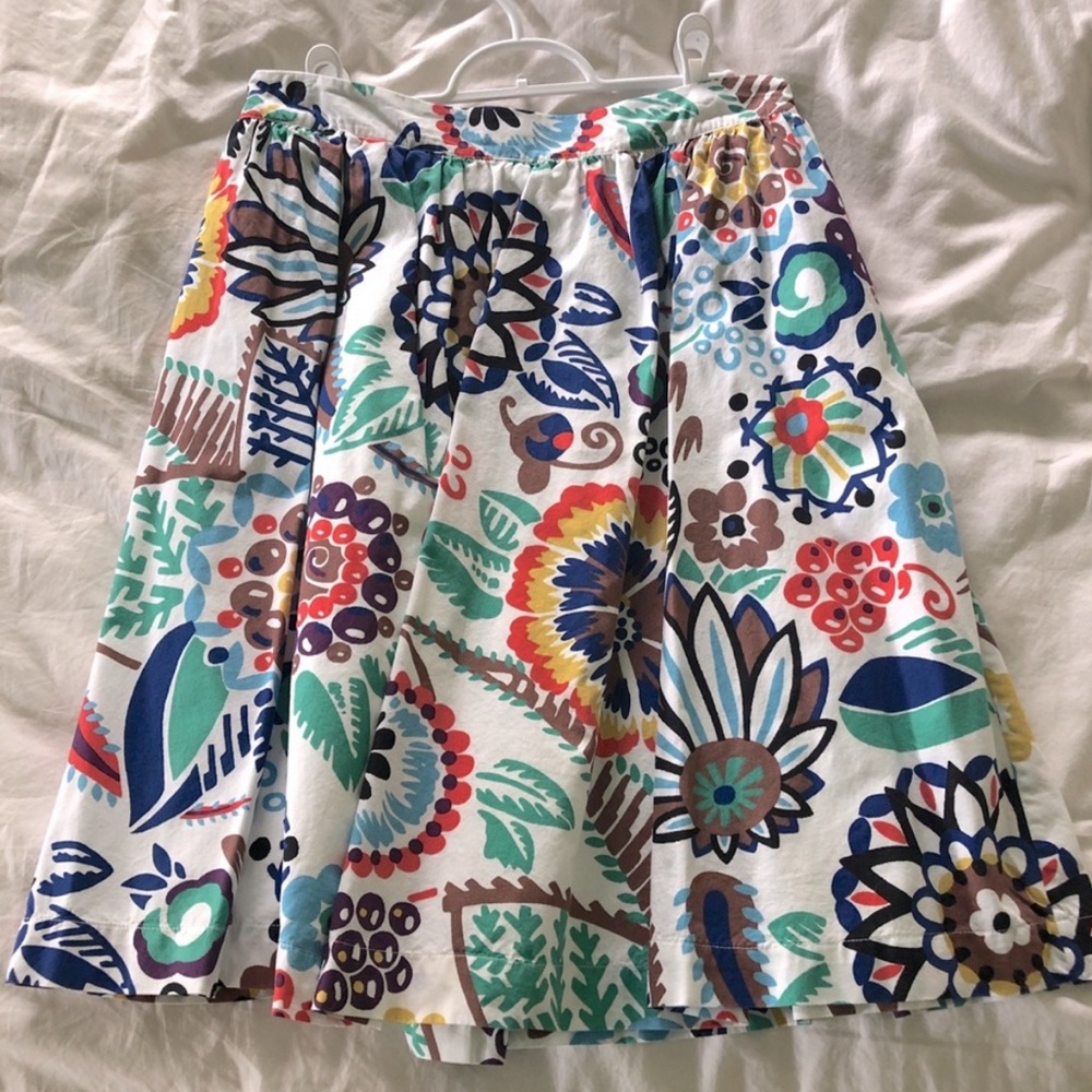 Boden Blue and Red Midi Skirt